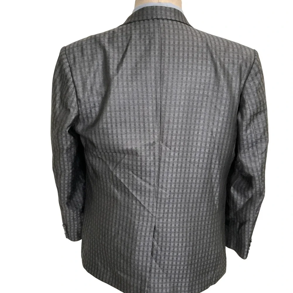 Bespoke Mens 40S Jacket and Vest Grey Check Texture Shimmer Formal Party 2pc Set